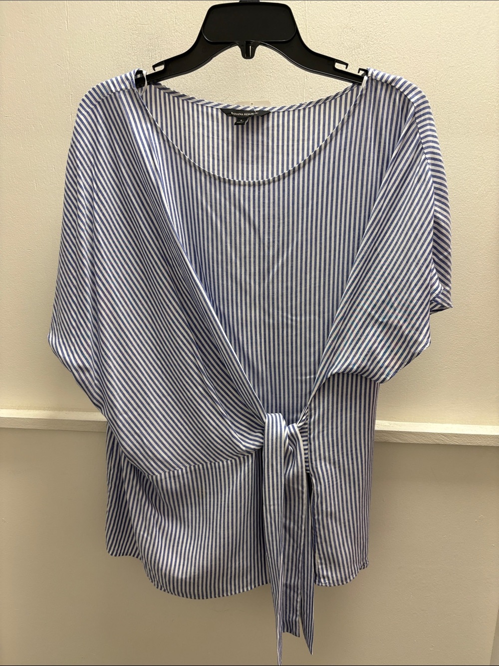 Banana Republic Blue & White Striped Tie-Front Blouse